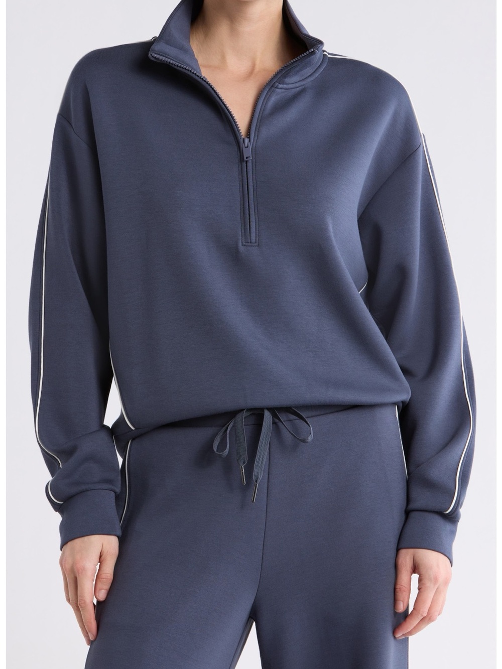 Zella Slate Blue Half-Zip Pullover with Piping